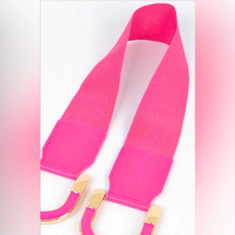 Barbie Pink & Gold Enamel Buckle Waist Statement Belt